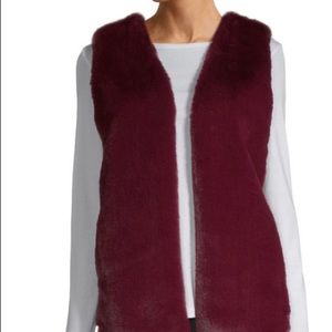 Burgundy Fur Vest - Liz Claiborne